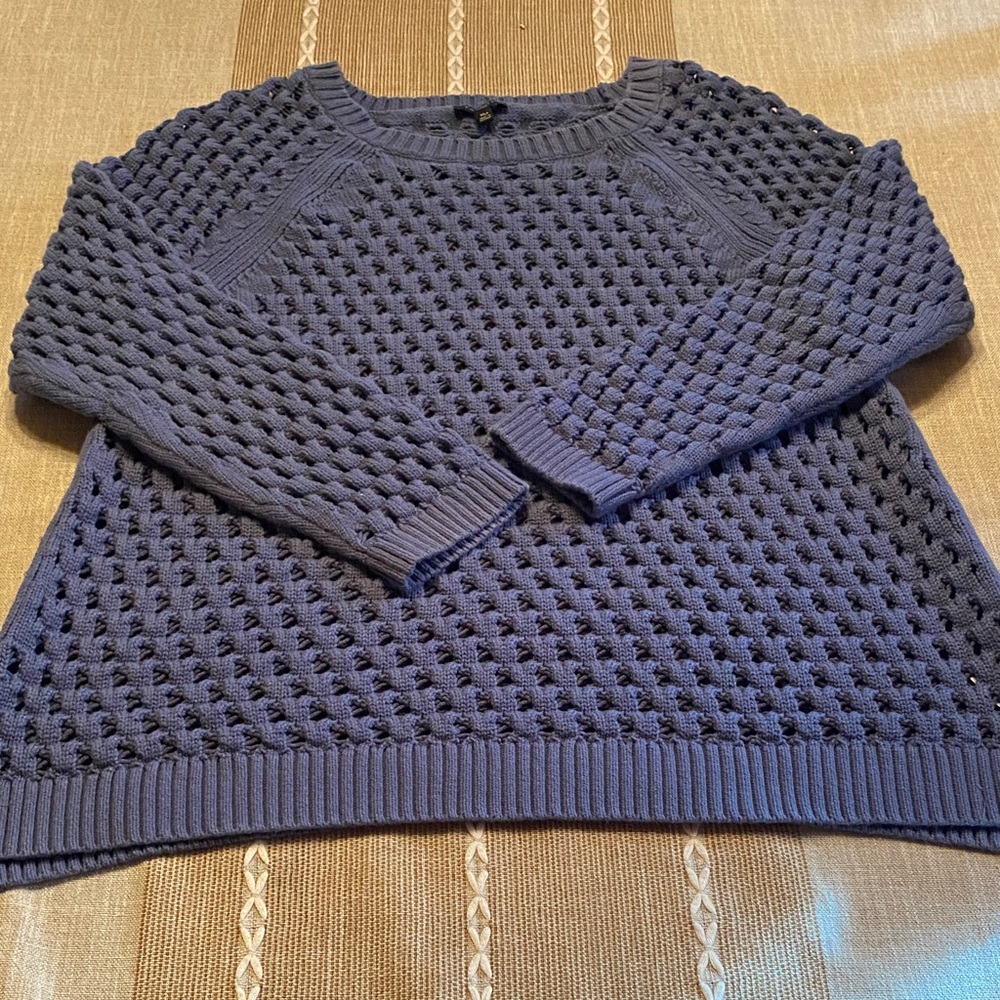 Talbots Textured Knit Blue Sweater